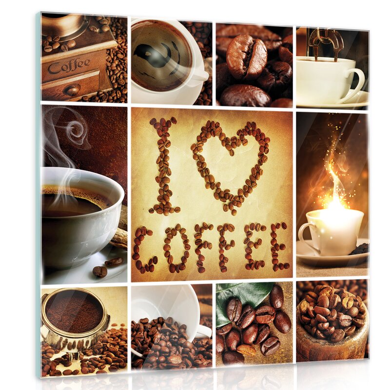 Brayden Studio Glasbild Kaffee  Collage Wayfair de